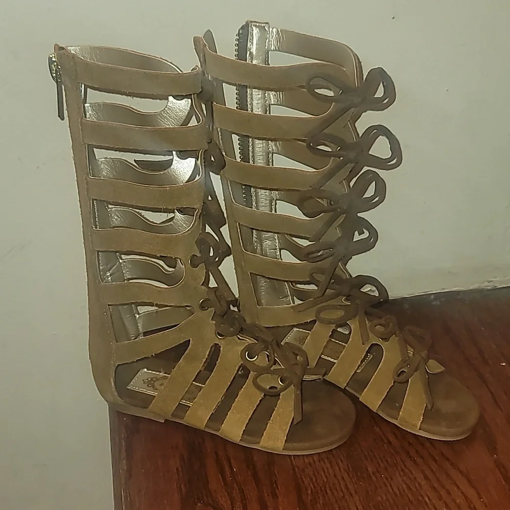 Joyfolie Brown Tan gold gladiator Baby Toddler Girls sandals 5